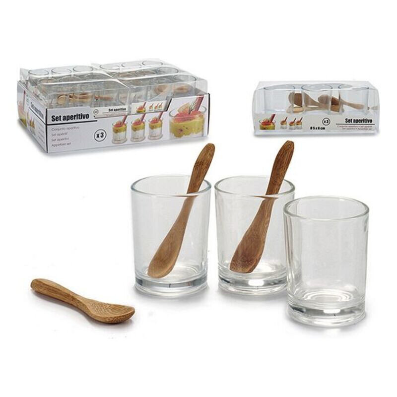 Stiklinių rinkinys Vivalto Šaukštas stiklas Bambukas Stiklas (100 ml) (3 Dalys) kaina ir informacija | Taurės, puodeliai, ąsočiai | pigu.lt