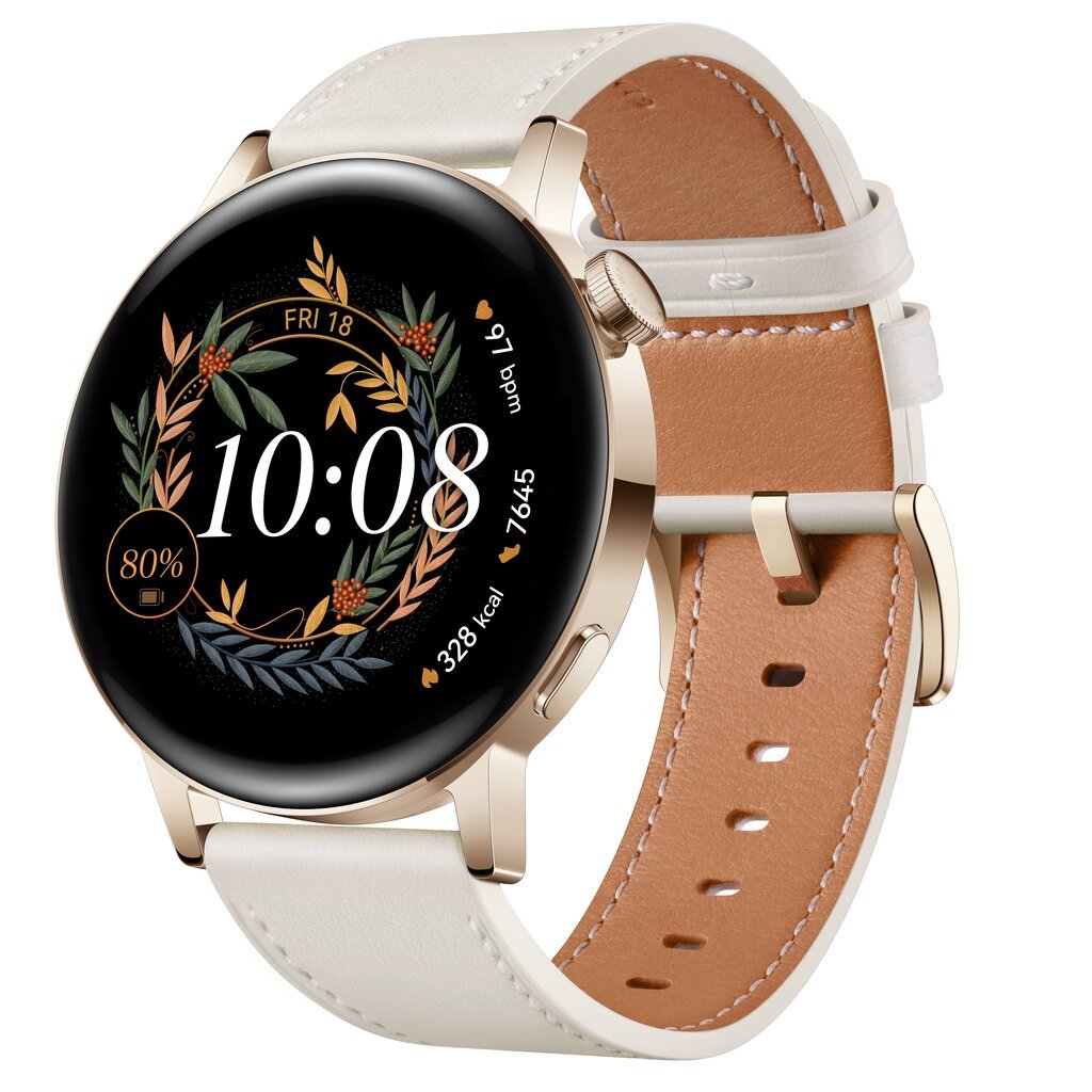 Huawei Watch GT 3 42mm, White Leather 55027150 kaina ir informacija | Išmanieji laikrodžiai (smartwatch) | pigu.lt