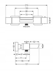 Mexen termostatinis vonios maišytuvas Cube, Graphite kaina ir informacija | Vandens maišytuvai | pigu.lt