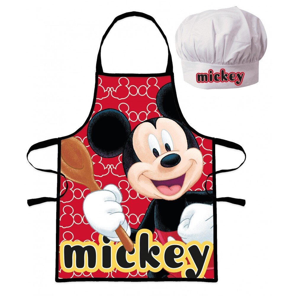 Mickey Mouse vaikiška prijuostė ir kepurė kaina ir informacija | Virtuviniai rankšluosčiai, pirštinės, prijuostės | pigu.lt