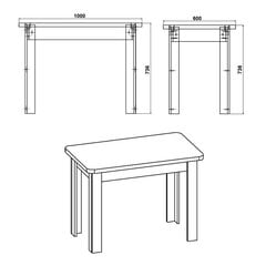 Stalas KC - 6, 60X100 cm, alksnis kaina ir informacija | Virtuvės ir valgomojo stalai, staliukai | pigu.lt