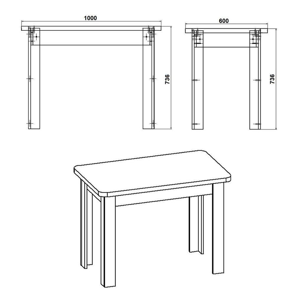 Stalas KC - 6, 60X100 cm, alksnis kaina ir informacija | Virtuvės ir valgomojo stalai, staliukai | pigu.lt