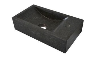 Маленький умывальник из камня B-STONE круглый 40x23 см, смеситель ø30 мм слева цена и информация | Раковины | pigu.lt