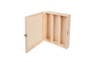 Тройной деревянный ящик для вина 36х30х10 см. 1 шт. цена и информация | Посуда для хранения еды | pigu.lt