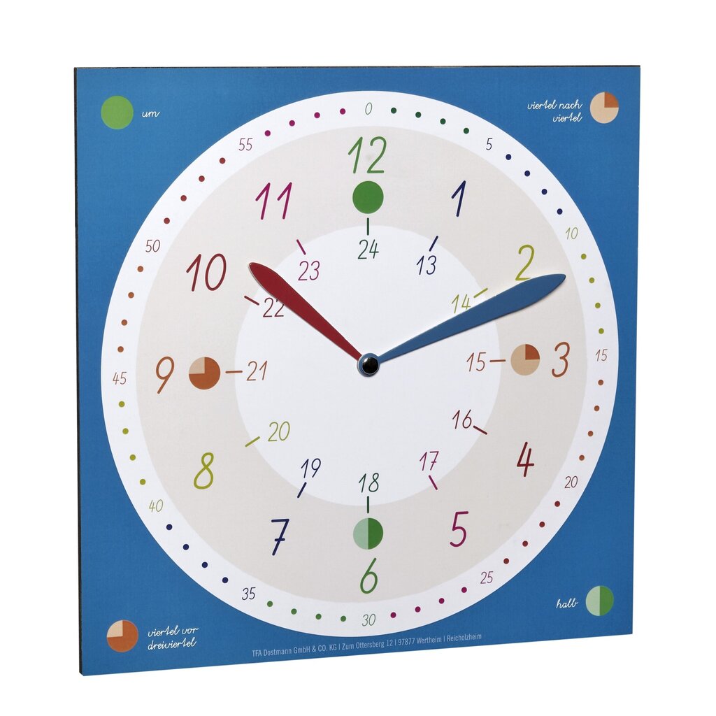 Vaikiškas sieninis laikrodis su mokymosi laikrodžiu TFA Tick & Tack kaina ir informacija | Laikrodžiai | pigu.lt