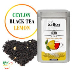 Tarlton Lemon Black tea, Цейлонский Чёрный листовой чай с кусочками лимона, 80г цена и информация | Чай | pigu.lt