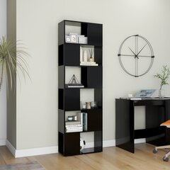 Spintelė knygoms/kambario pertvara, 60x24x186 cm, juoda kaina ir informacija | Lentynos | pigu.lt