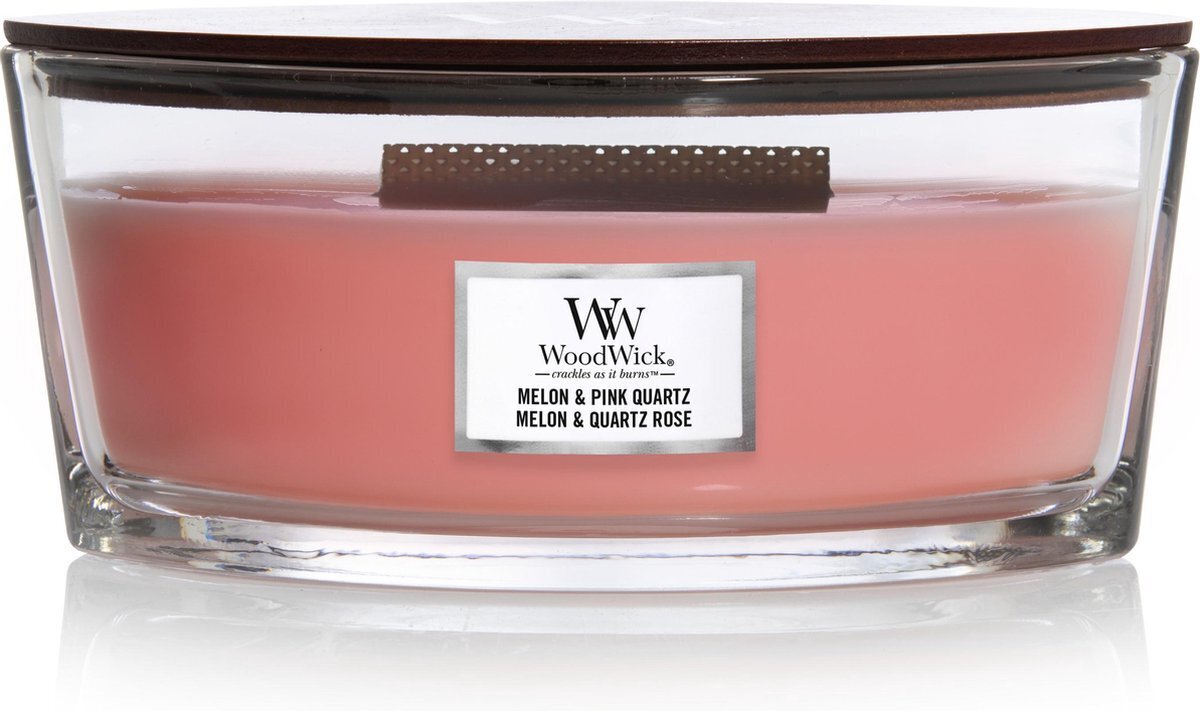 WoodWick kvapioji žvakė Melon & Pink Quartz, 453,6 g цена и информация | Žvakės, Žvakidės | pigu.lt