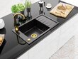 Granitinė virtuvinė plautuvė Mexen Elias su maišytuvu ir sifonu, Black+Gold kaina ir informacija | Virtuvinės plautuvės | pigu.lt