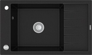 Granitinė virtuvinė plautuvė Mexen Elias su maišytuvu ir sifonu, Black+Chrome kaina ir informacija | Virtuvinės plautuvės | pigu.lt