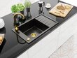 Granitinė virtuvinė plautuvė Mexen Elias su maišytuvu ir sifonu, Metallic black/gold+Gold kaina ir informacija | Virtuvinės plautuvės | pigu.lt