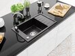 Granitinė virtuvinė plautuvė Mexen Elias su maišytuvu ir sifonu, Metallic black/silver+Chrome kaina ir informacija | Virtuvinės plautuvės | pigu.lt