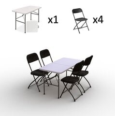 Sulankstomų baldų komplektas, Europa 120, juodas kaina ir informacija | Lauko baldų komplektai | pigu.lt
