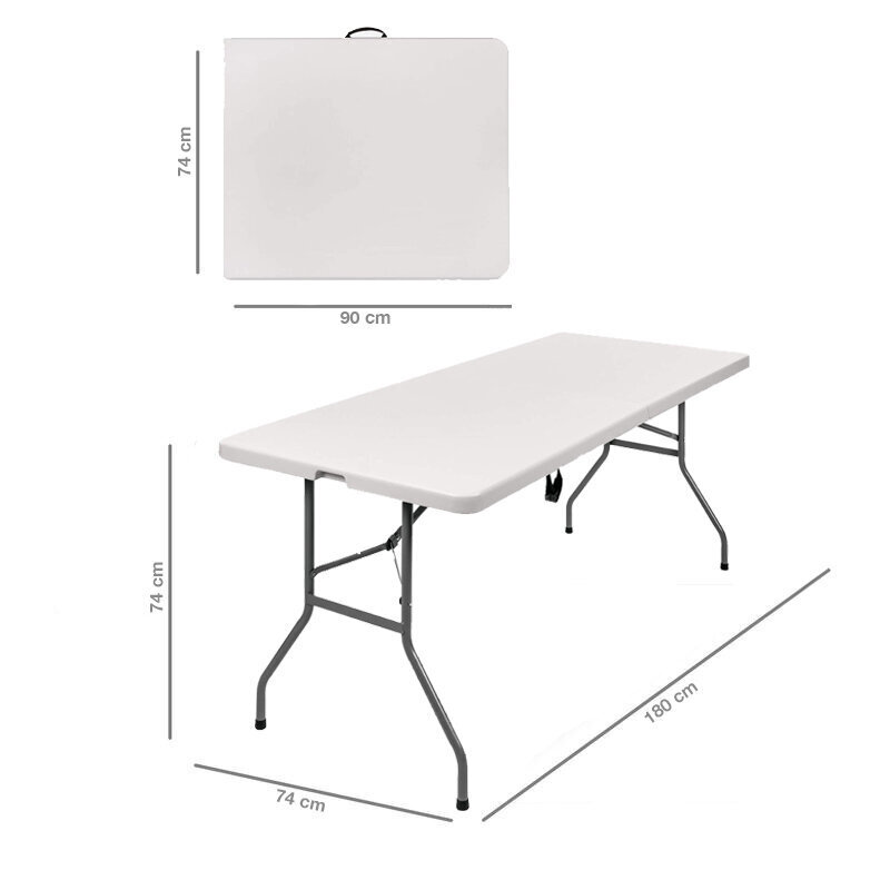 Sulankstomų baldų komplektas: Stalas 180 baltas, 6 kėdės Premium baltos kaina ir informacija | Lauko baldų komplektai | pigu.lt