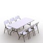 Sulankstomų baldų komplektas: Stalas 180 baltas, 6 kėdės Premium baltos kaina ir informacija | Lauko baldų komplektai | pigu.lt