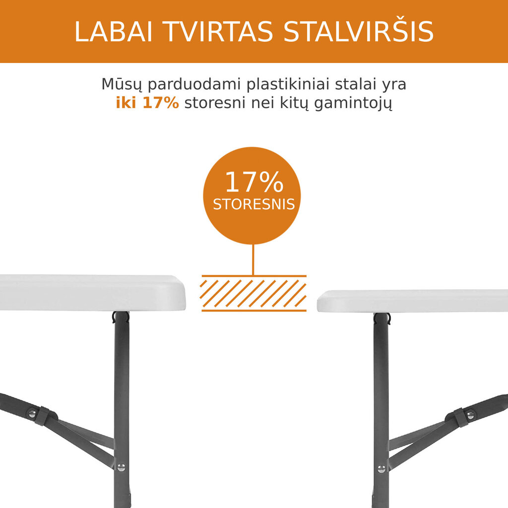 Sulankstomų baldų komplektas: Stalas 150 baltas, 8 kėdės Premium baltos kaina ir informacija | Lauko baldų komplektai | pigu.lt