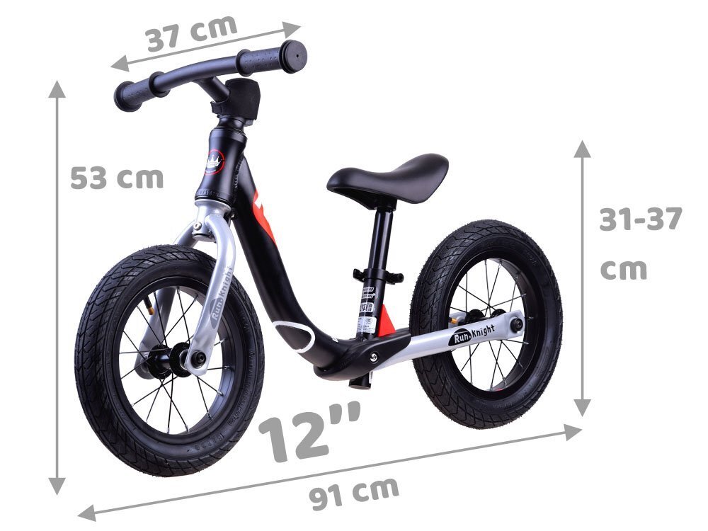 Balansinis dviratis RoyalBaby 12 - juodas цена и информация | Balansiniai dviratukai | pigu.lt