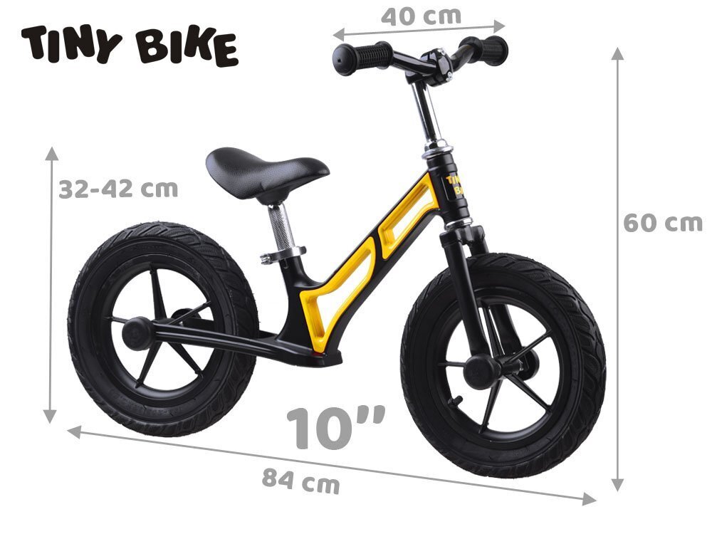 Balansinis dviratis Tiny Bike 10 - geltonas kaina ir informacija | Balansiniai dviratukai | pigu.lt