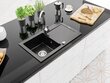 Granitinė virtuvinė plautuvė Mexen Aron su maišytuvu ir sifonu, Metallic black/silver+Chrome kaina ir informacija | Virtuvinės plautuvės | pigu.lt