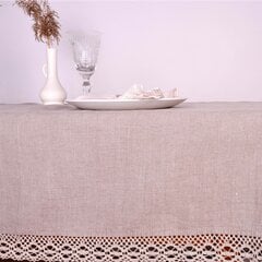 Lino staltiesė, su nėriniu. 142x142 cm цена и информация | Скатерти, салфетки | pigu.lt