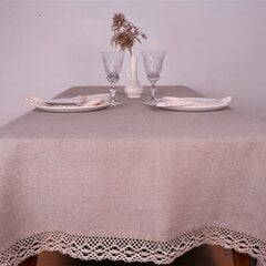 Lino staltiesė, su nėriniu. 142x142 cm цена и информация | Скатерти, салфетки | pigu.lt