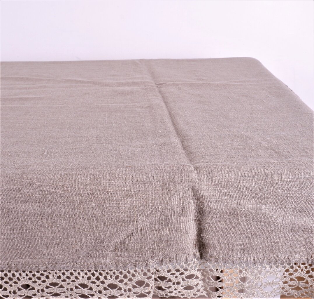 Lino staltiesė, su nėriniu. 142x142 cm kaina ir informacija | Staltiesės, servetėlės | pigu.lt