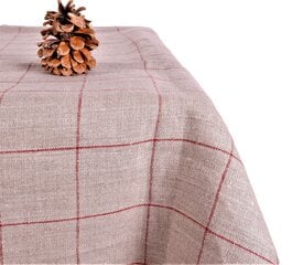 Ruda lininė staltiesė, raudonais langeliais, 144x144 cm. kaina ir informacija | Staltiesės, servetėlės | pigu.lt