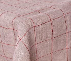 Ruda lininė staltiesė, raudonais langeliais, 144x200 cm. цена и информация | Скатерти, салфетки | pigu.lt