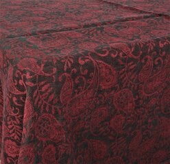 Juoda lininė staltiesė, raudonu ornamentu. 144x200 cm цена и информация | Скатерти, салфетки | pigu.lt