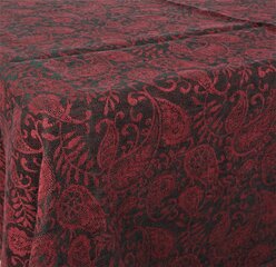 Juoda lininė staltiesė, raudonu ornamentu. 144x250 cm kaina ir informacija | Staltiesės, servetėlės | pigu.lt