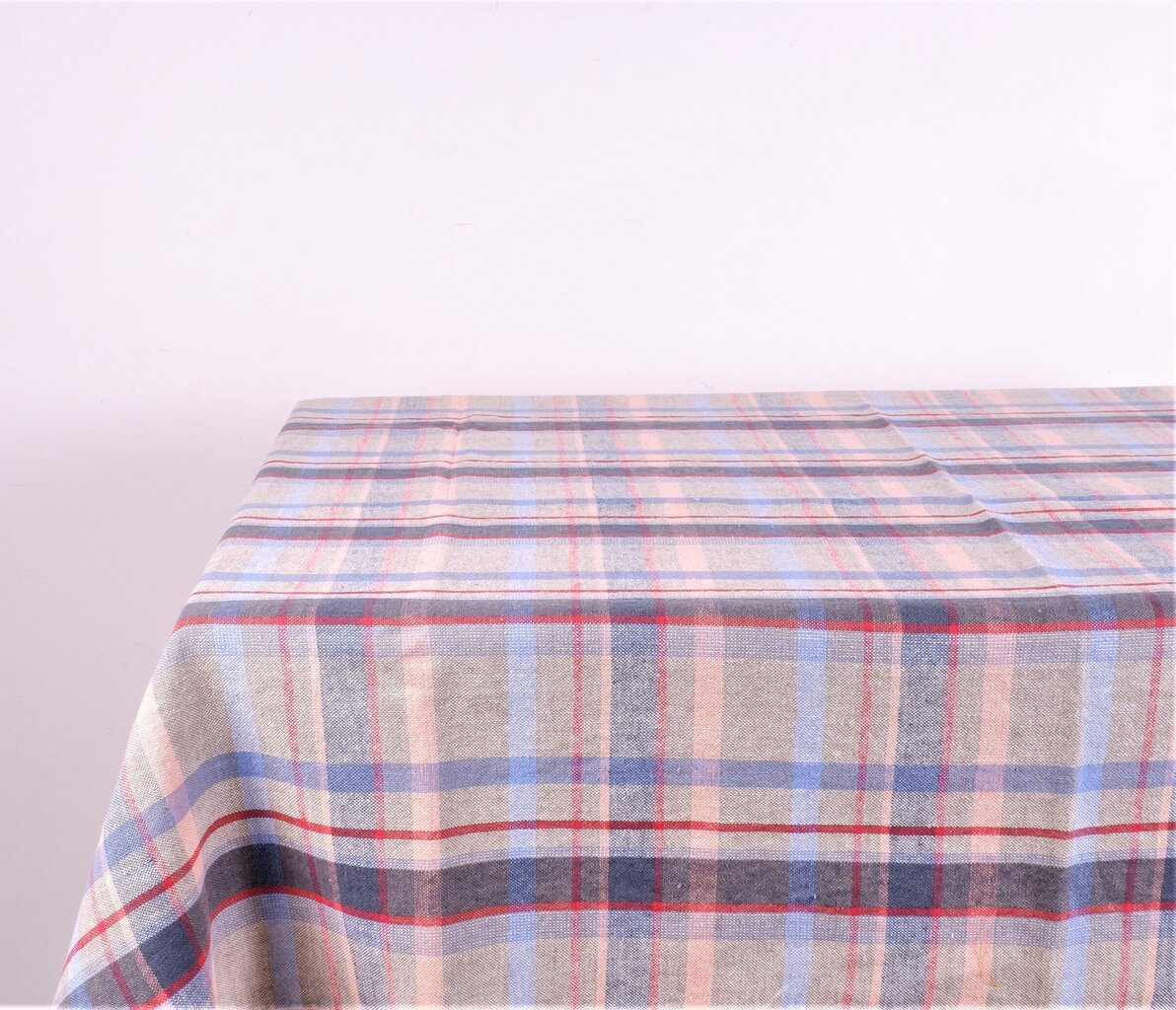 Lininė staltiesė, margais kvadratais. 132x132 cm kaina ir informacija | Staltiesės, servetėlės | pigu.lt