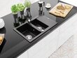 Granitinė virtuvinė plautuvė Mexen Gaspar su maišytuvu ir sifonu, Black+Chrome kaina ir informacija | Virtuvinės plautuvės | pigu.lt