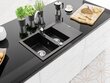 Granitinė virtuvinė plautuvė Mexen Gaspar su maišytuvu ir sifonu, Metallic black/silver+Chrome kaina ir informacija | Virtuvinės plautuvės | pigu.lt