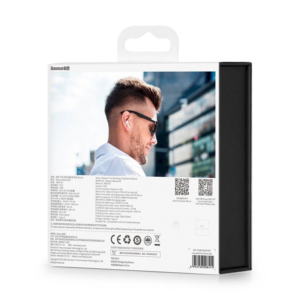 Baseus Bowie E8 Bluetooth 5.0 kaina ir informacija | Ausinės | pigu.lt
