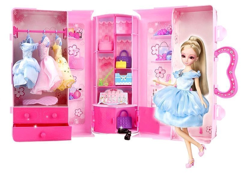 Lėlė modelis persirengimo kambaryje su priedais, šviesiaplaukė kaina ir informacija | Žaislai mergaitėms | pigu.lt