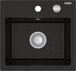Granitinė virtuvinė plautuvė Mexen Milo su maišytuvu ir sifonu, Metallic black/gold+Black kaina ir informacija | Virtuvinės plautuvės | pigu.lt