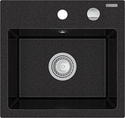 Granitinė virtuvinė plautuvė Mexen Milo su maišytuvu ir sifonu, Metallic black/silver+Black kaina ir informacija | Virtuvinės plautuvės | pigu.lt