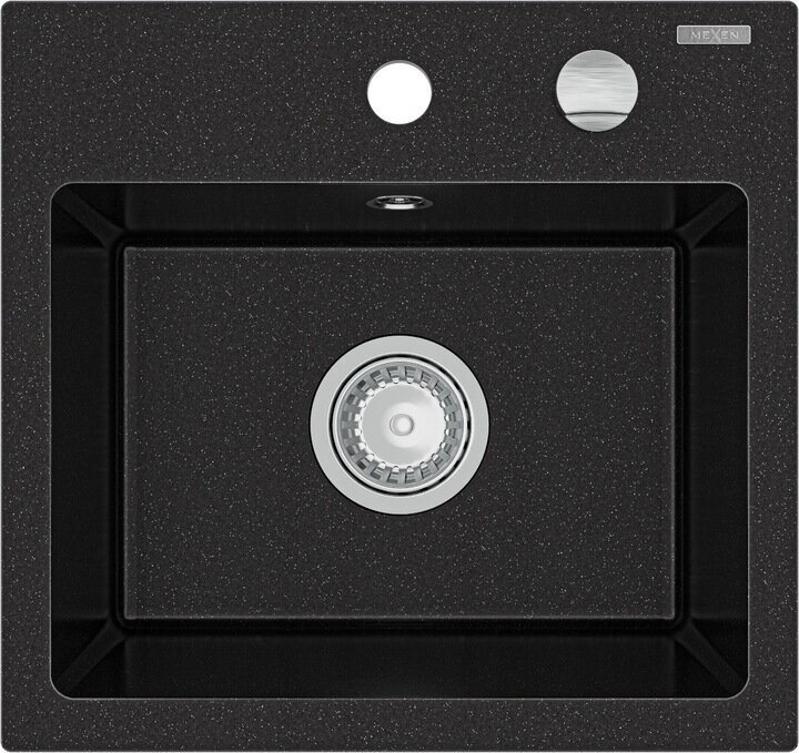 Granitinė virtuvinė plautuvė Mexen Milo su maišytuvu ir sifonu, Metallic black/silver+Chrome kaina ir informacija | Virtuvinės plautuvės | pigu.lt