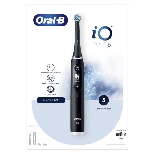 Oral-B iO6 Series Black Onyx kaina ir informacija | Elektriniai dantų šepetėliai | pigu.lt