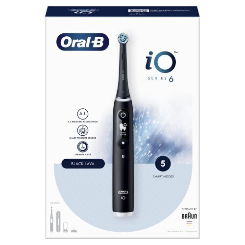 Oral-B iO6 Series Black Onyx kaina ir informacija | Elektriniai dantų šepetėliai | pigu.lt