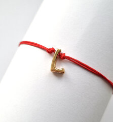Браслет из красной нити, буква L цена и информация | Женские браслеты | pigu.lt