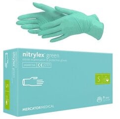 Перчатки одноразовые нитриловые Mercator Nitrylex Green, S 100 шт. цена и информация | Pirštinės darbui sode M/25cm | pigu.lt