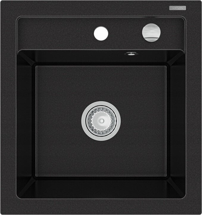 Granitinė virtuvinė plautuvė Mexen Vito su maišytuvu ir sifonu, Black kaina ir informacija | Virtuvinės plautuvės | pigu.lt