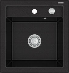 Granitinė virtuvinė plautuvė Mexen Vito su maišytuvu ir sifonu, Black+Chrome kaina ir informacija | Virtuvinės plautuvės | pigu.lt