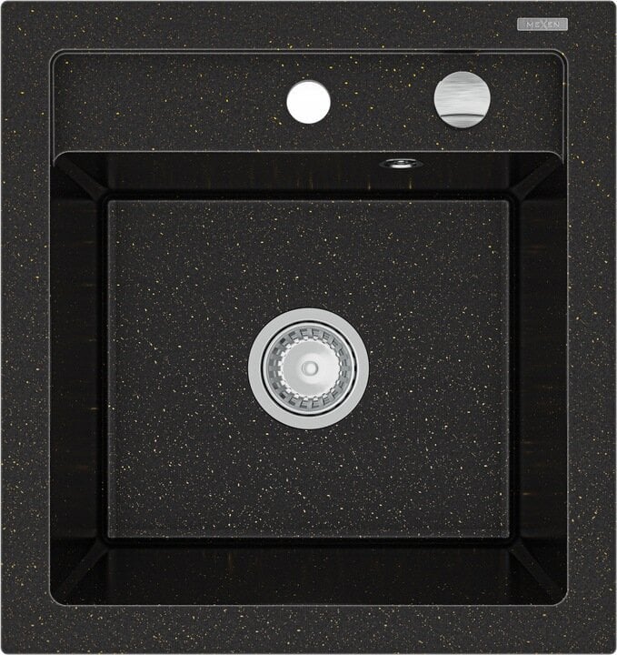 Granitinė virtuvinė plautuvė Mexen Vito su maišytuvu ir sifonu, Metallic black/gold+Black kaina ir informacija | Virtuvinės plautuvės | pigu.lt