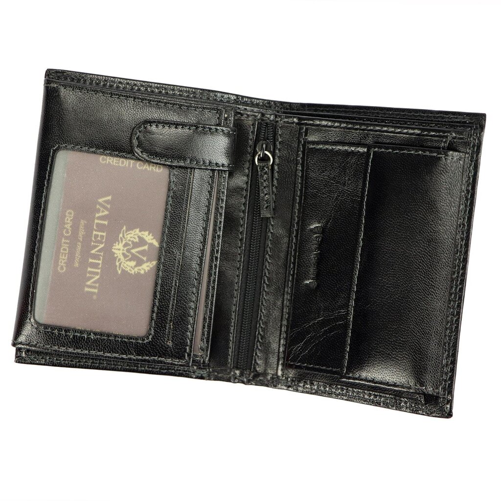 Vyriška natūralios odos piniginė Valentini, juoda kaina ir informacija | Vyriškos piniginės, kortelių dėklai | pigu.lt