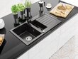 Granitinė virtuvinė plautuvė Mexen Matias su maišytuvu ir sifonu, Black granite kaina ir informacija | Virtuvinės plautuvės | pigu.lt