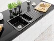 Granitinė virtuvinė plautuvė Mexen Matias su maišytuvu ir sifonu, Metallic black/silver+Black kaina ir informacija | Virtuvinės plautuvės | pigu.lt