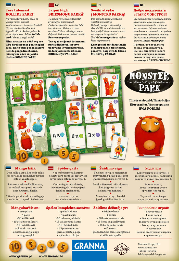 Stalo žaidmas Monster Park EE, LV, LT, RU цена и информация | Stalo žaidimai, galvosūkiai | pigu.lt