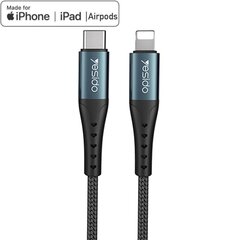 Высококачественный и прочный кабель Yesido Fast charge Lightning to USB C (toType C) 60 Вт, 2 м, mod. CA65 цена и информация | Кабели для телефонов | pigu.lt